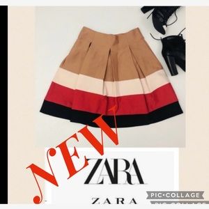 NEW Zara pleated tan skirt with 3 colors/new condition